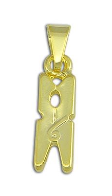 Pingente folheado a ouro em forma de prendedor de roupas